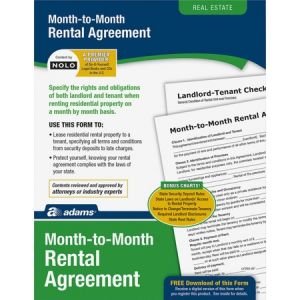 Wholesale Real Estate: Discounts on Adams Monthly Rental Agreement Form Set ABFLF255
