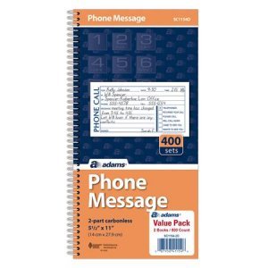 Wholesale Telephone Message: Discounts on Adams Phone Message Book, 2-Part, Carbonless, 4/PG, 400 ST/BK, 2 BK/PK ABFSC11542D