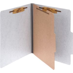 ACCO PRESSTEX 4-Part Classification Folders, Letter, Gray, Box of 10