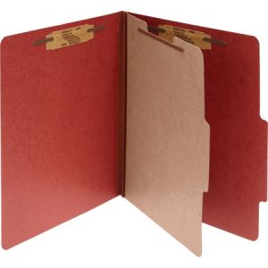 ACCO Pressboard 4-Part Classification Folders, Letter, Red, Box of 10