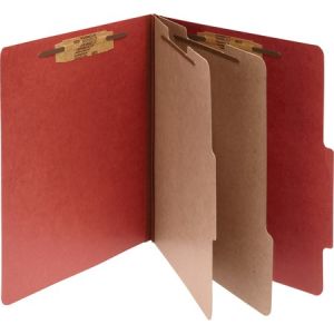 ACCO Pressboard 6-Part Classification Folders, Letter, Red, Box of 10