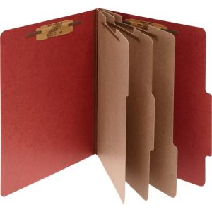 ACCO Pressboard 8-Part Classification Folders, Letter, Red, Box of 10