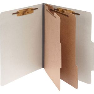 ACCO Pressboard 6-Part Classification Folders, Letter, Gray, Box of 10