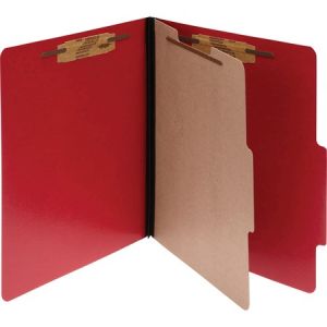 ACCO ColorLife PRESSTEX 4-Part Classification Folders, Letter, Red, Box of 10