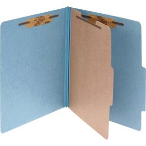 ACCO Pressboard 4-Part Classification Folders, Legal, Sky Blue, Box of 10