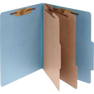 ACCO Pressboard 6-Part Classification Folders, Legal, Sky Blue, Box of 10