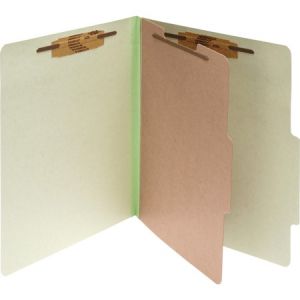 ACCO Pressboard 4-Part Classification Folders, Legal, Leaf Green Box of 10