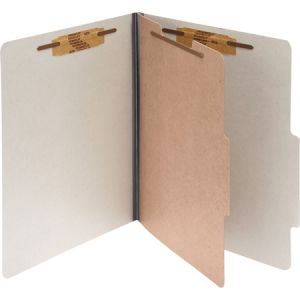 ACCO Pressboard 4-Part Classification Folders, Legal, Mist Gray, Box of 10
