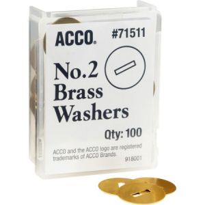 ACCO Brass Washers, 15/32", Box of 100