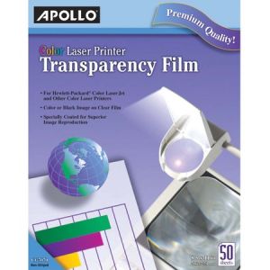 Apollo Color Laser Printer Transparency Film, 50 Sheets