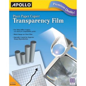 Wholesale Transparency Film: Discounts on Apollo Plain Paper Copier Film Without Stripe, Black-&-White, 100 Sheets APOPP100C