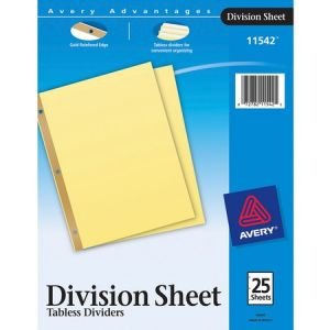 Wholesale Accessories: Discounts on Avery Division Sheets AVE11542
