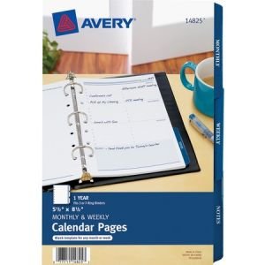 Wholesale Accessories: Discounts on Avery 5-1/2" x 8-1/2" Mini Calendar Pages AVE14825