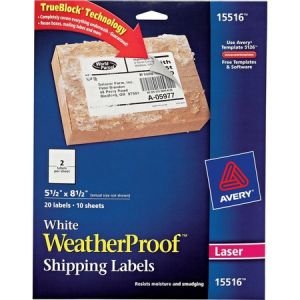 Wholesale Address & Mailing Labels: Discounts on Avery® Weatherproof Mailing Labels AVE15516