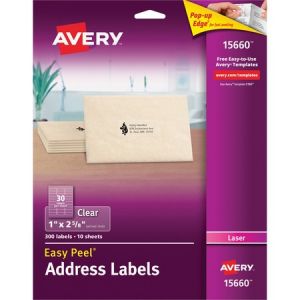 Wholesale Address & Mailing Labels: Discounts on Avery Matte Clear Easy Peel Address Labels AVE15660