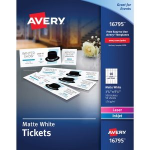 Wholesale Accessories: Discounts on Avery Tear-Away Stubs Matte Printable Tickets AVE16795