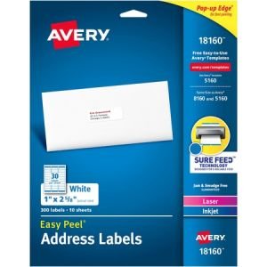 Wholesale Address & Mailing Labels: Discounts on Avery White Easy Peel Address Labels AVE18160