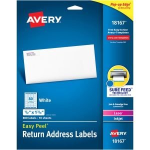 Wholesale Address & Mailing Labels: Discounts on Avery White Easy Peel Address Labels AVE18167