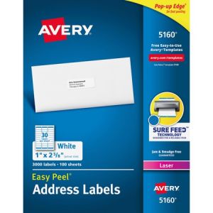 Wholesale Address & Mailing Labels: Discounts on Avery White Easy Peel Address Labels AVE5160