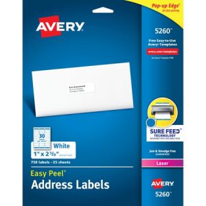 Wholesale Address & Mailing Labels: Discounts on Avery White Easy Peel Address Labels AVE5260