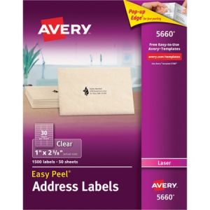 Wholesale Address & Mailing Labels: Discounts on Avery Matte Clear Easy Peel Address Labels AVE5660