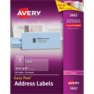 Wholesale Address & Mailing Labels: Discounts on Avery Matte Clear Easy Peel Address Labels AVE5662