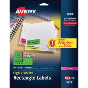 Wholesale Address & Mailing Labels: Discounts on Avery Neon Rectangular Labels for Laser and/or Inkjet Printers AVE5979