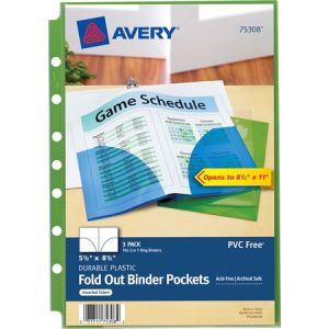 Wholesale Accessories: Discounts on Avery 5-1/2" x 8-1/2" Mini Fold Out Binder Pockets AVE75308