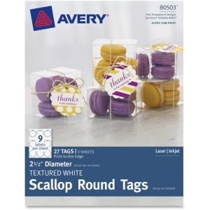Wholesale Labels: Discounts on Avery Textured Scallop Round Tags AVE80503