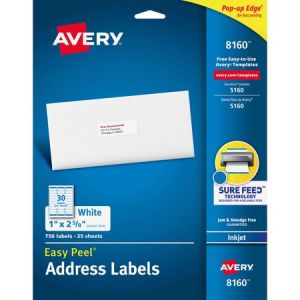 Wholesale Address & Mailing Labels: Discounts on Avery White Easy Peel Address Labels AVE8160