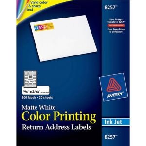 Wholesale Address & Mailing Labels: Discounts on Avery Vibrant Color Printing Address Labels AVE8257