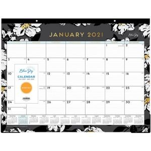Blue Sky Baccara Floral Design Calendar Desk Pad
