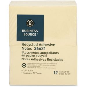 Wholesale Adhesive Notes: Discounts on Business Source by 3M Yellow Adhesive Notes BSN36621