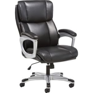 Sadie 3-Fifteen Executive Leather Chair - Plush Black, Bonded Leather Seat - Plush Black, Bonded Leather Back - 5-star Base - 19.25" Seat Width x 18.7