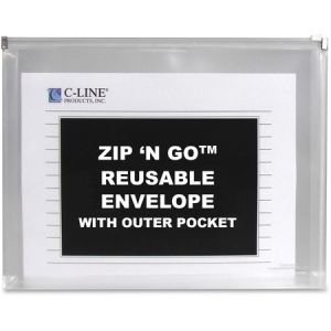 Wholesale Expanding Files: Discounts on C-Line Zip  N Go Reusable Envelope with Outer Pocket, Clear, 3/PK, 48117 CLI48117