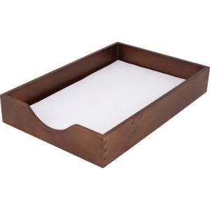 Wholesale Racks & Organizers: Discounts on Carver Walnut Finish Solid Wood Desk Trays CVRCW07222