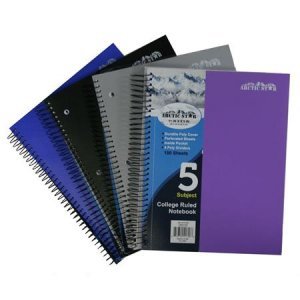 BULK Carton Premium Notebook 5 Subject Poly Cover 11" x 8.5"- Minimum Order 1 Case Of 24