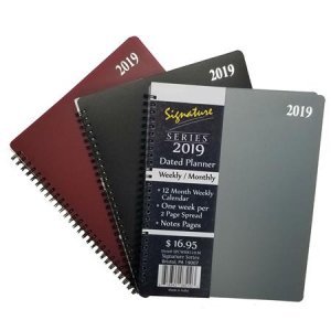 BULK Carton 2019 Dated Poly Textured Weekly/Monthly Planners in 3 Assorted Colors 5" x 8" Minimum Order 1 Case Of 48