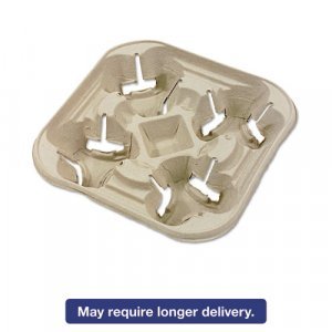 StrongHolder Molded Fiber Cup Tray, 8-22oz, Four Cups, 300/Carton