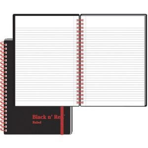 Black n  Red Wirebound Semi - rigid Cover Ruled Notebook - A5