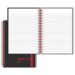 Black n  Red Wirebound Semi - rigid Cover Ruled Notebook - A6