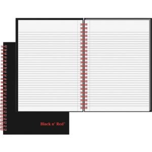 Black n  Red Wirebound Ruled Notebook - A5