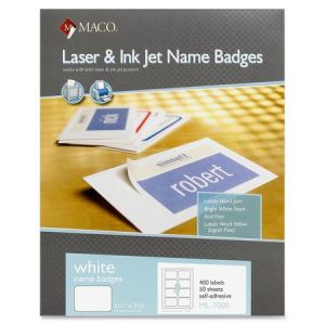 MACO White Laser/Ink Jet Name Badge Labels