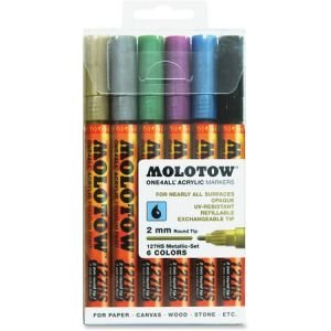 MOLOTOW One4All 2mm Acrylic Markers Metallic Set