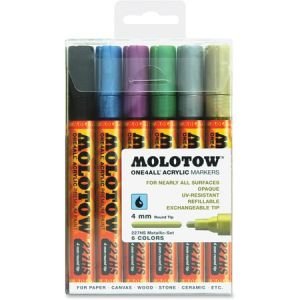 MOLOTOW One4All 4mm Acrylic Markers Metallic Set