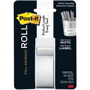 Post-it Full Adhesive Roll, 1 " x 400 ", White