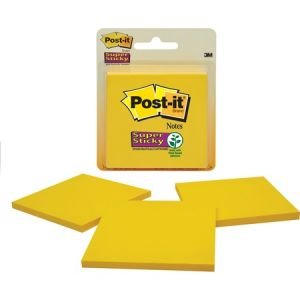 Post-it Super Sticky Notes, 3" X 3" Canary Yellow