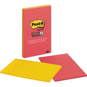 Post-it Super Sticky Lined Notes, 5 in x 8 in, Marrakesh Color Collection