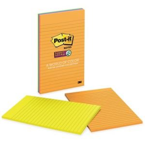 Post-it Super Sticky Notes, 5 in x 8 in, Rio de Janeiro Color Collection, Lined