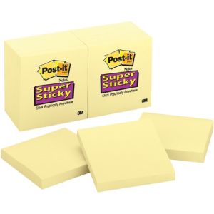Post-it Super Sticky Notes, 2" X 2" Canary Yellow